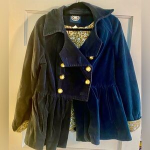 Anthropologie Idra Navy Velvet Double-Breasted Peplum Jacket